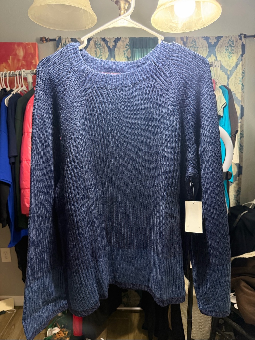 Classic Navy Ribbed Crewneck Sweater - Women's Gloria Vanderbilt